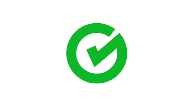 Green Checkmark Circle Animation Approved Verified Icon on White Background