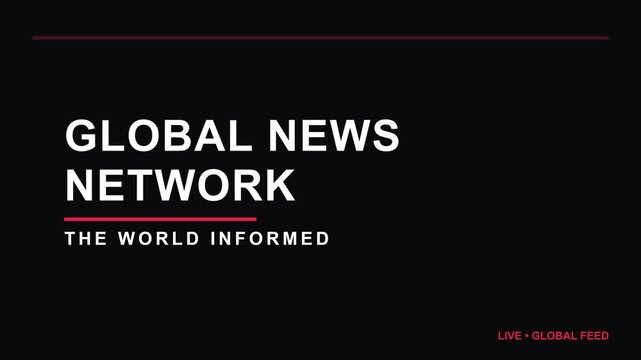Global news network logo animation, rotating 3D globe with news ticker, symbolizing global information and journalism