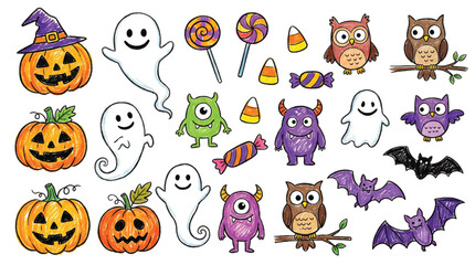 Fototapeta premium Halloween Felt Fabric Illustration Collection