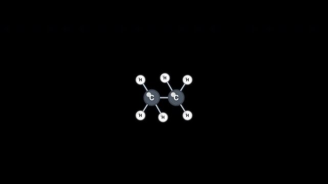 Ethane C2H6 Ball And Stick Model Animation Clean No Text Alpha Channel 4K