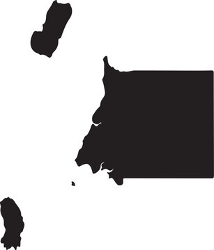Map silhouette of Equatorial Guinea including Bioko and Annobon islands isolated on white background for design