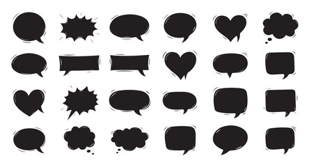 Fototapeta premium Comic style black speech bubbles and thought balloons collection