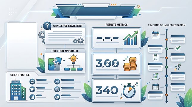 Professional business case study infographic dashboard template