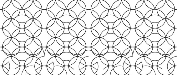 Obraz premium Minimalist Black and White Geometric Overlapping Circle Pattern Background