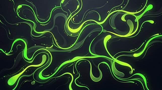 Abstract ectoplasm UI design with glowing neon green fluid shapes