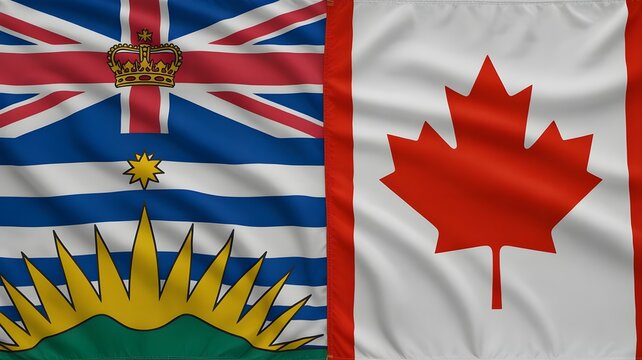British columbia and canada flags celebrating civic holiday and national pride