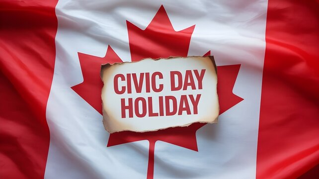 Civic holiday in canada canadian flag with torn paper message