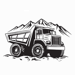 Large Mining Dump Truck Vehicle Vector Isolated on White Background © Edo