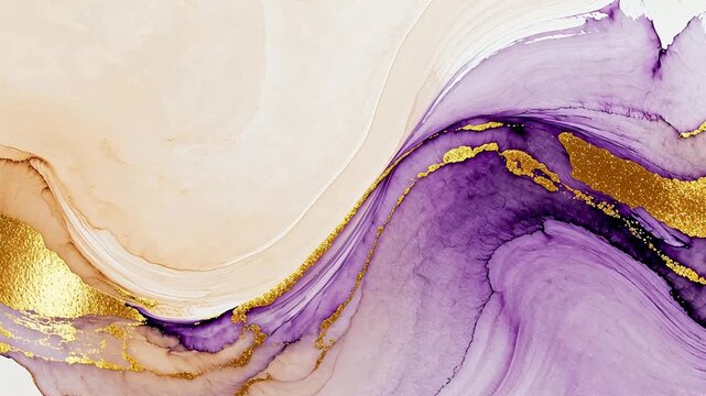 Abstract fluid art with gold accents