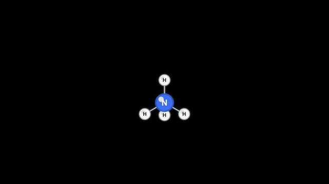 Ammonium Ion NH4+ Ball And Stick Model Animation Clean No Text Alpha Channel 4K