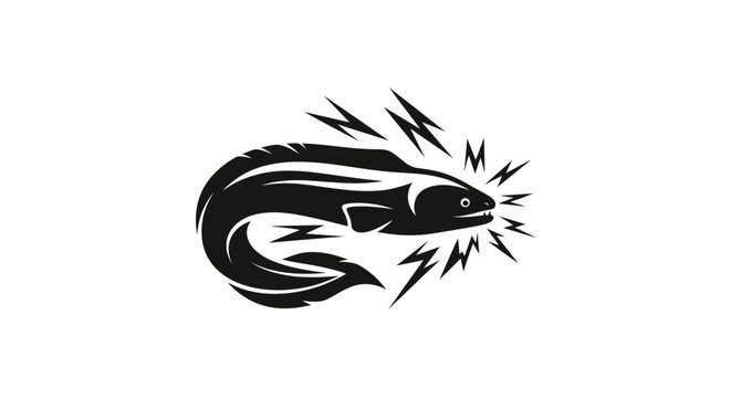 Electric eel with lightning bolts power logo.