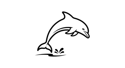 Fototapeta premium Dolphin jumping out of water splash vector icon design.