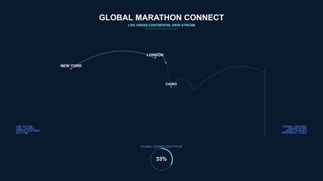 Digital Runners Connecting Across A Global Network Map In A Cinematic Motion Graphics Animation