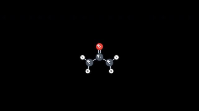 Acetone C3H6O Ball And Stick Model Animation Clean No Text Alpha Channel 4K