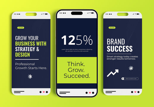 Business Growth Social Media Story Post Template Set Design