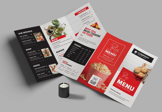 Food Menu Trifold Brochure Template