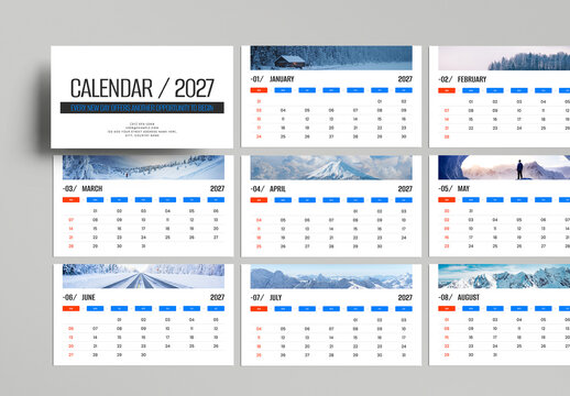 Minimal Winter 2027 Calendar Presentation Template