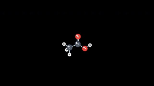 Acetic Acid CH3COOH Ball And Stick Model Animation Clean No Text Alpha 4K