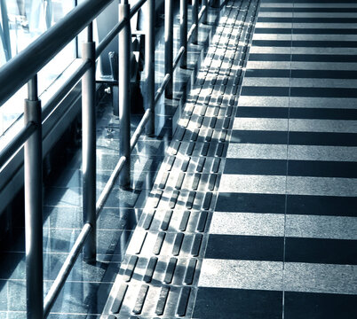 Tactile paving platform on the floor for blind people