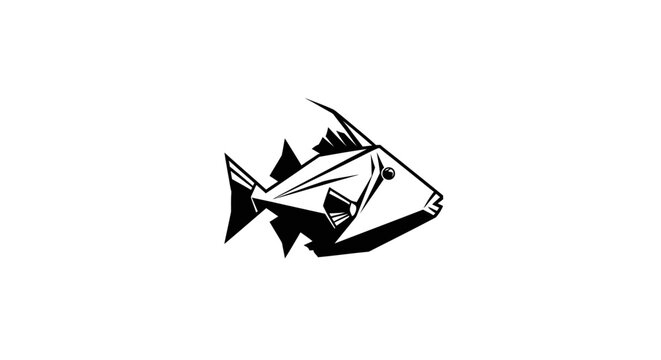 Minimalist triggerfish graphic illustration on white background.