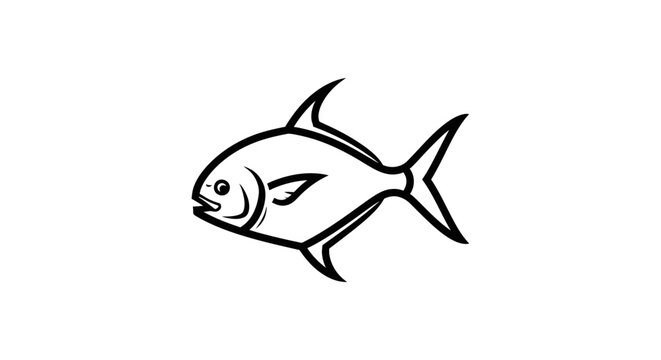 Pompano fish profile illustration in minimalist line art style.