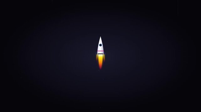 rocket launch icon with fiery orange vector trails