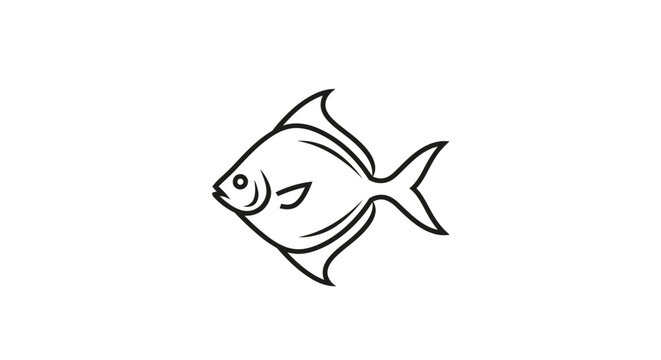 Pompano fish vector logo profile view.