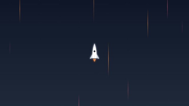 rocket launch startup icon with orange particle streaks