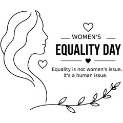 Fototapeta premium Women's equality day vector line art woman profile with laurel illustration