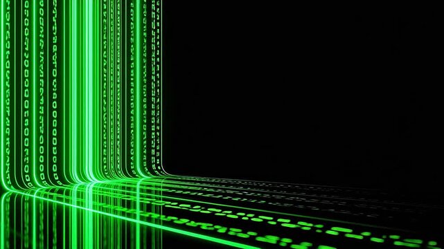 Digital binary code neon lines