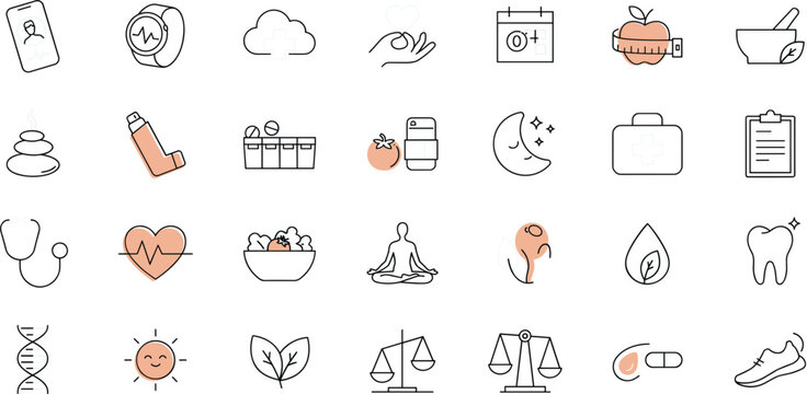 Vector linear hepatology and human liver anatomy line icon set featuring digestive system gallbladder endoscopy shield cross pill and clipboard elements