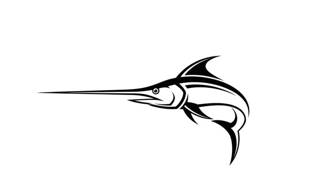 Stylized swordfish jumping mascot vector illustration.