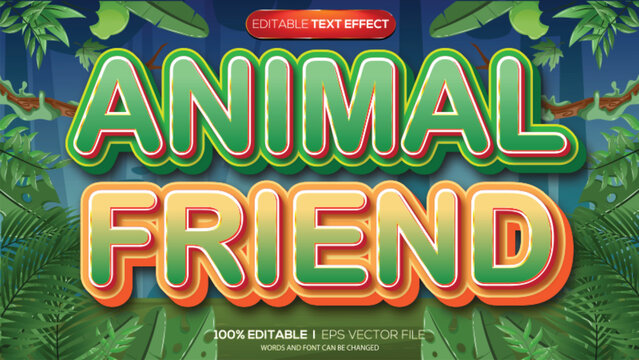 3d text effect animal friend theme