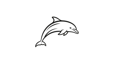 Fototapeta premium Simple jumping dolphin line art illustration.