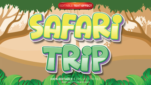 3d text effect safari trip theme