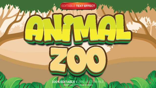 3d text effect animal zoo theme