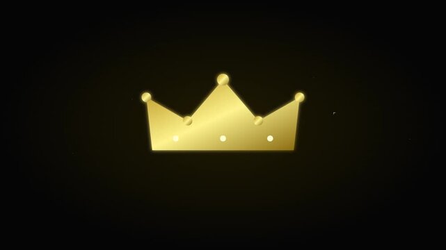 royal golden crown icon with shimmering luxurious glitter dust