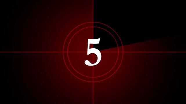 Digital countdown clock timer in 10 to 0 second pk animation. Old retro wipe rolling effect. Scratches, details and noise. Dusty and grainy fee with Technology countdown timer on black