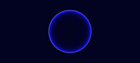 Blue energy glowing sphere futuristic atom from electric magic particles abstract blue background © md