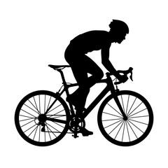 Fototapeta premium Cycling silhouette, bicycle rider icon, black bike illustration, sports vector graphic