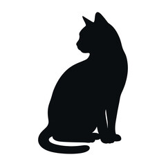 Black cat silhouette, feline icon, pet vector, animal shape © sojan
