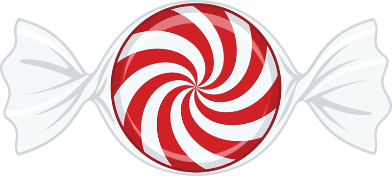 Red and white swirl peppermint candy in white wrapper