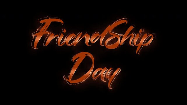 Friendship day golden text animation on black background for social media greeting video.
