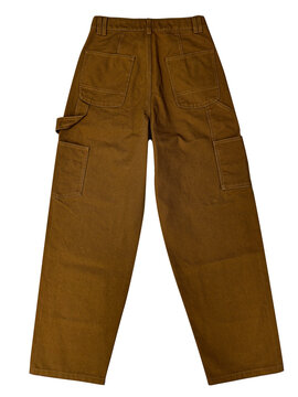 Carhartt Work Pants: A pair of brown canvas work pants with multiple pockets and a hammer loop.