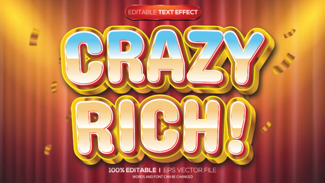 3d text effect crazy rich theme