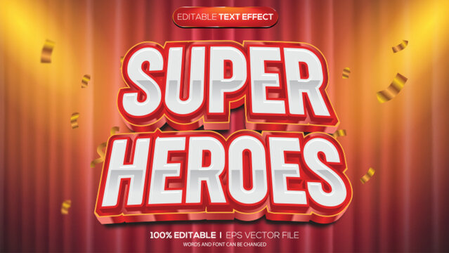 3d text effect super heroes theme