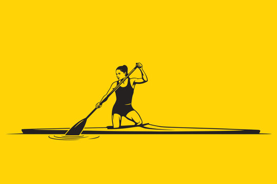 Paddleboarder Kneeling Silhouette