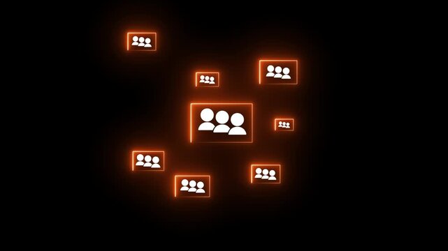 Niche neon marketing and personalization concept. Marketing segmentation strategy and consumer analysis. Marketer using digital virtual space to analyze target customer data.4k motion graphics video