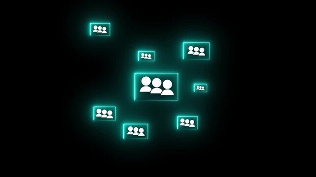 Niche neon marketing and personalization concept. Marketing segmentation strategy and consumer analysis. Marketer using digital virtual space to analyze target customer data.4k motion graphics video