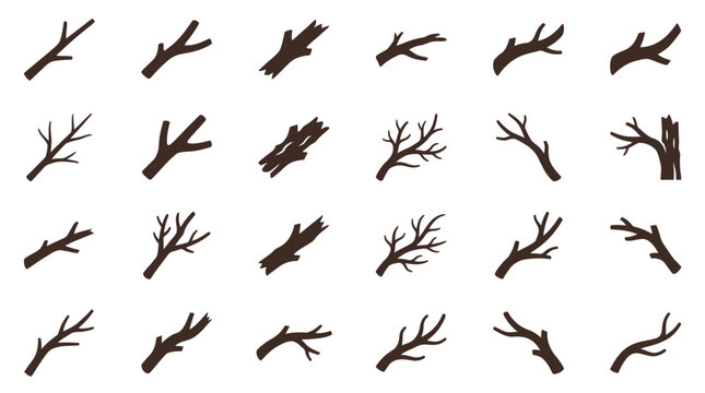 Brown tree branches scattered wildly across white background ranting loudly
